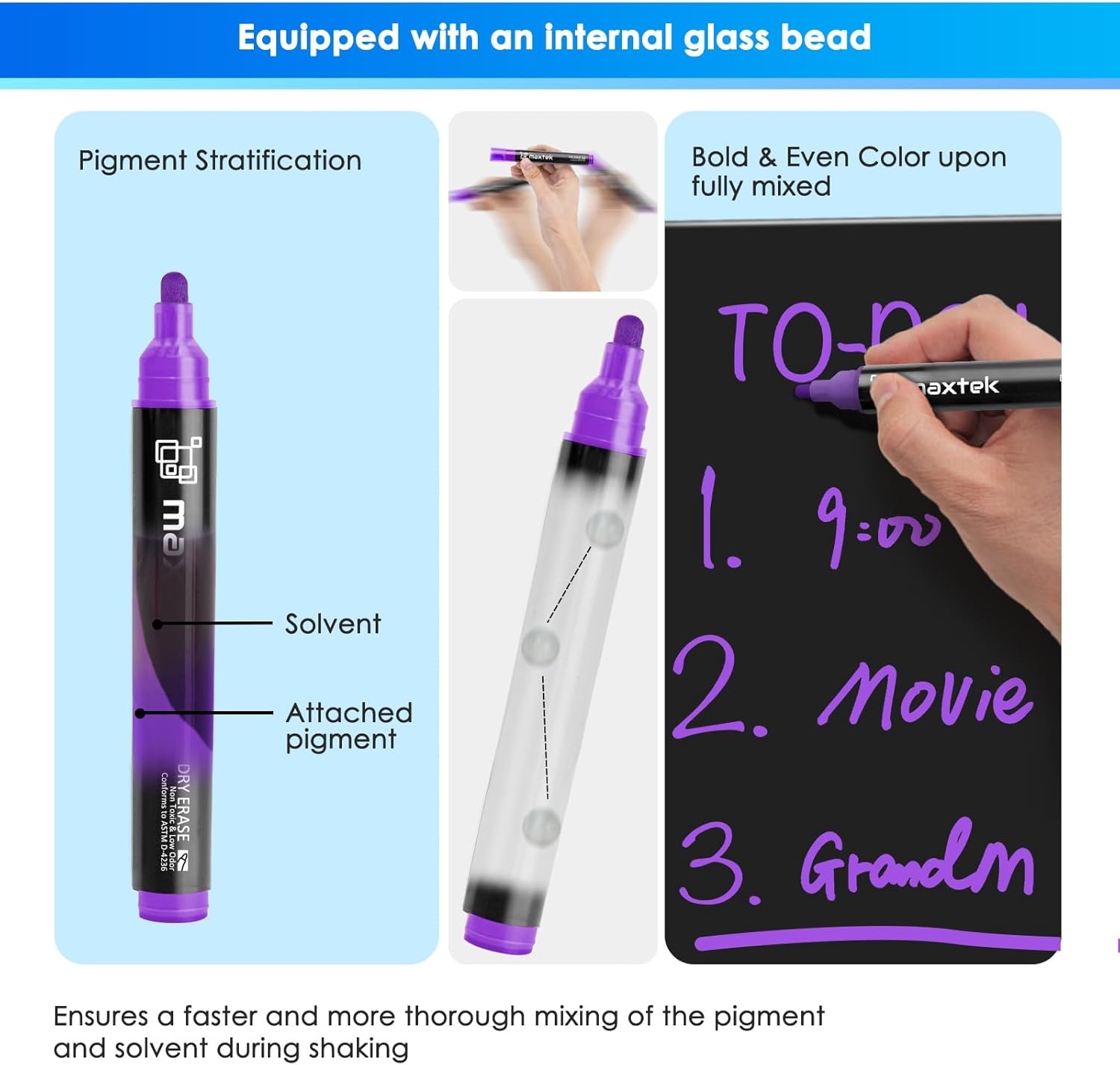 image:imagemaxtek Dry Erase Markers Bullet Tip Glass Whiteboard Markers Neon Colors 6 Count White Board Dry Erase Pens9 Neon Colors Bullet Tip