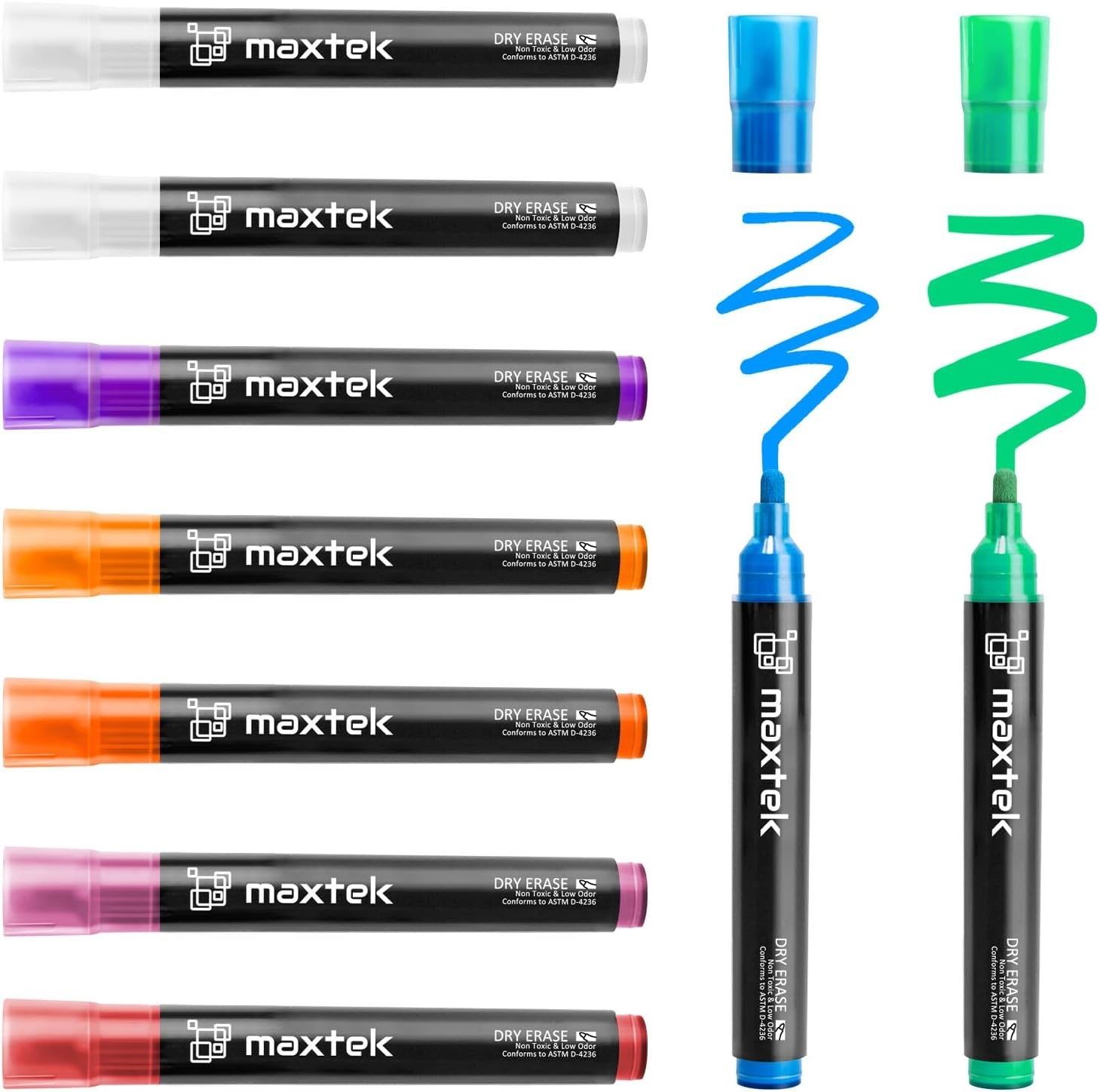image:imagemaxtek Dry Erase Markers Bullet Tip Glass Whiteboard Markers Neon Colors 6 Count White Board Dry Erase Pens9 Neon Colors Bullet Tip