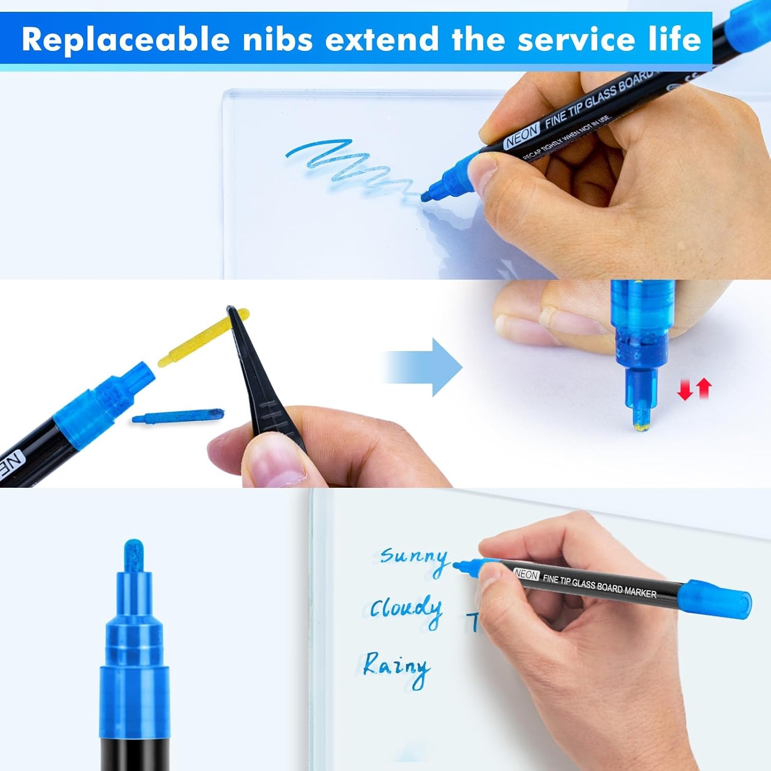 image:imagemaxtek Dry Erase Markers Bullet Tip Glass Whiteboard Markers Neon Colors 6 Count White Board Dry Erase Pens9 Neon Colors Fine Tip