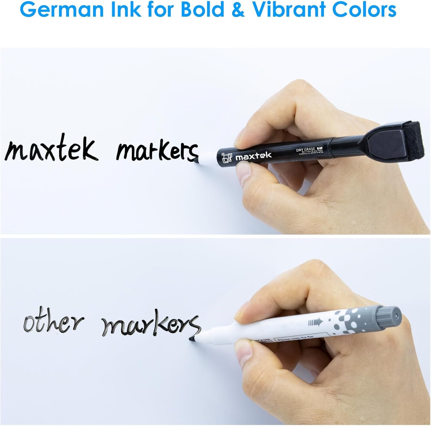 image:imagemaxtek Magnetic Black Dry Erase Markers 12 Count Fine Tip Whiteboard Markers with Eraser Thin Markers Low Odor for Classroom Office HomeBlack
