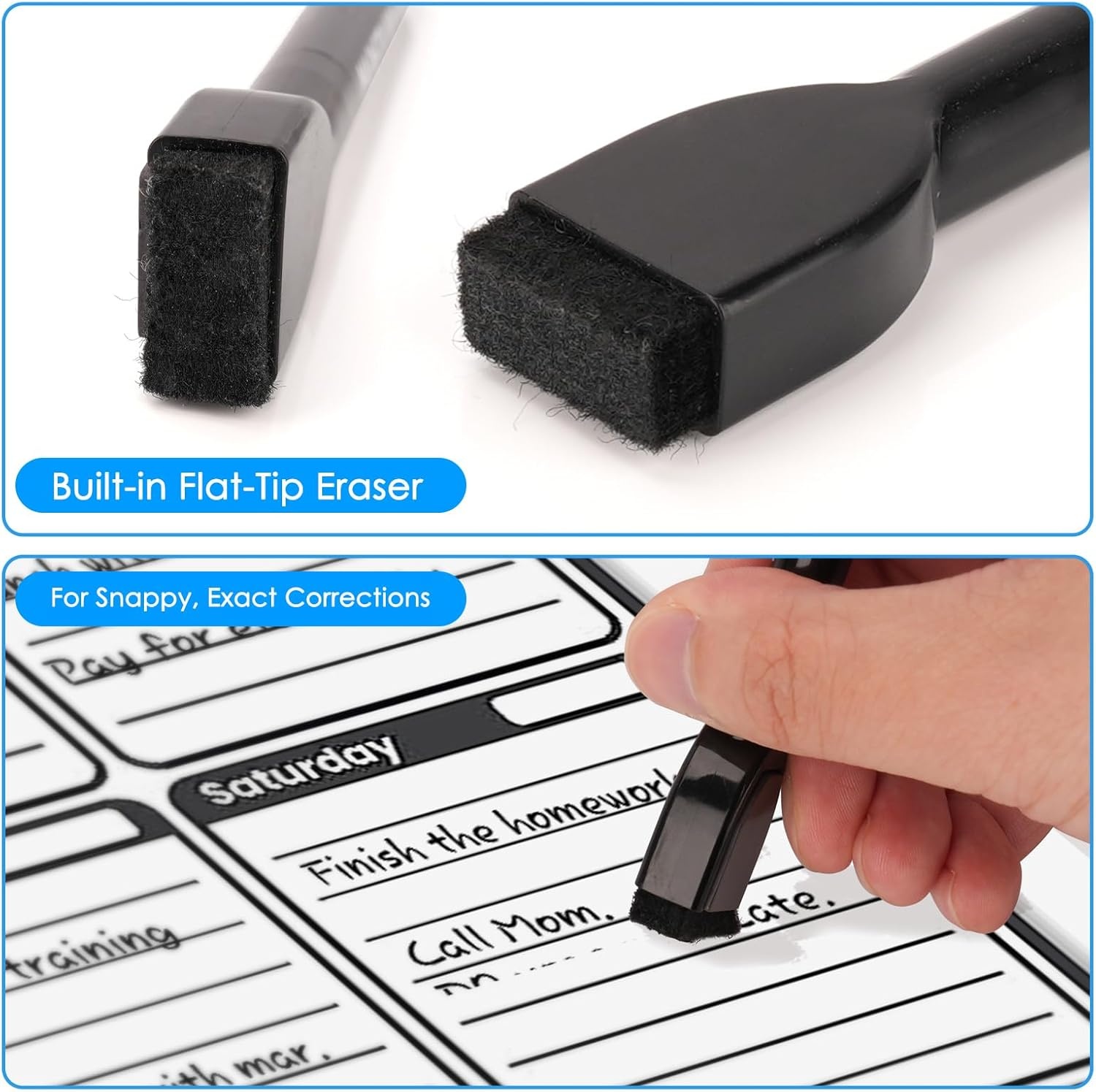 image:imagemaxtek Magnetic Black Dry Erase Markers 12 Count Fine Tip Whiteboard Markers with Eraser Thin Markers Low Odor for Classroom Office HomeBlack
