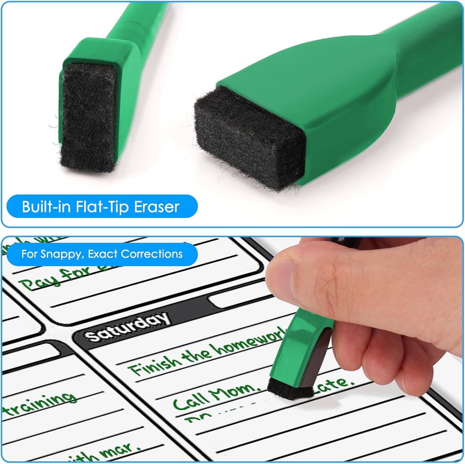 image:imagemaxtek Magnetic Black Dry Erase Markers 12 Count Fine Tip Whiteboard Markers with Eraser Thin Markers Low Odor for Classroom Office HomeGreen
