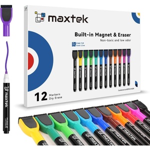 image:imagemaxtek 60 Count Magnetic Dry Erase Markers Fine Tip 6 Colors Low Odor Whiteboard Markers with Builtin Eraser12 Count 10 Colors