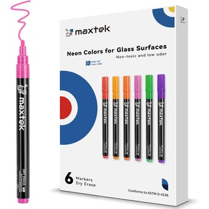 image:imagemaxtek Dry Erase Markers Bullet Tip Glass Whiteboard Markers Neon Colors 6 Count White Board Dry Erase Pens6 Neon Colors Fine Tip