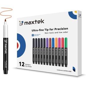 image:imagemaxtek Dry Erase Markers Ultra Fine Tip 07mm Low Oror Extra Fine Point Dry Erase Markers for Planning Whiteboard Calendar Boards 6 Count12 Count 8 Colors