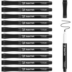 image:imagemaxtek Dry Erase Markers Ultra Fine Tip Magnetic Black with Eraser 07mm Extra Fine Point Thin Dry Erase Markers for Planning Whiteboard Calendar Boards 6 Count Low Odor12 Count Black