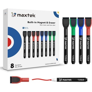 image:imagemaxtek Magnetic Black Dry Erase Markers 12 Count Fine Tip Whiteboard Markers with Eraser Thin Markers Low Odor for Classroom Office Home4 Color
