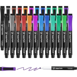 image:imagemaxtek Magnetic Dry Erase Markers Ultra Fine Tip 07mm Extra Fine Point Thin Dry Erase Markers with Eraser for Planning Whiteboard Calendar Boards 6 Colors Low Odor24 Count 12 Colors