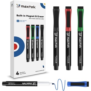 image:imagemaxtek Magnetic Dry Erase Markers Ultra Fine Tip 07mm Extra Fine Point Thin Dry Erase Markers with Eraser for Planning Whiteboard Calendar Boards 6 Colors Low Odor4 Count 4 Colors