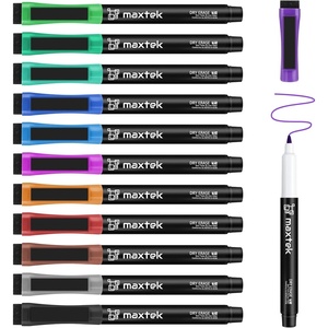 image:imagemaxtek Magnetic Dry Erase Markers Ultra Fine Tip 07mm Extra Fine Point Thin Dry Erase Markers with Eraser for Planning Whiteboard Calendar Boards 6 Colors Low Odor12 Count 12 Colors
