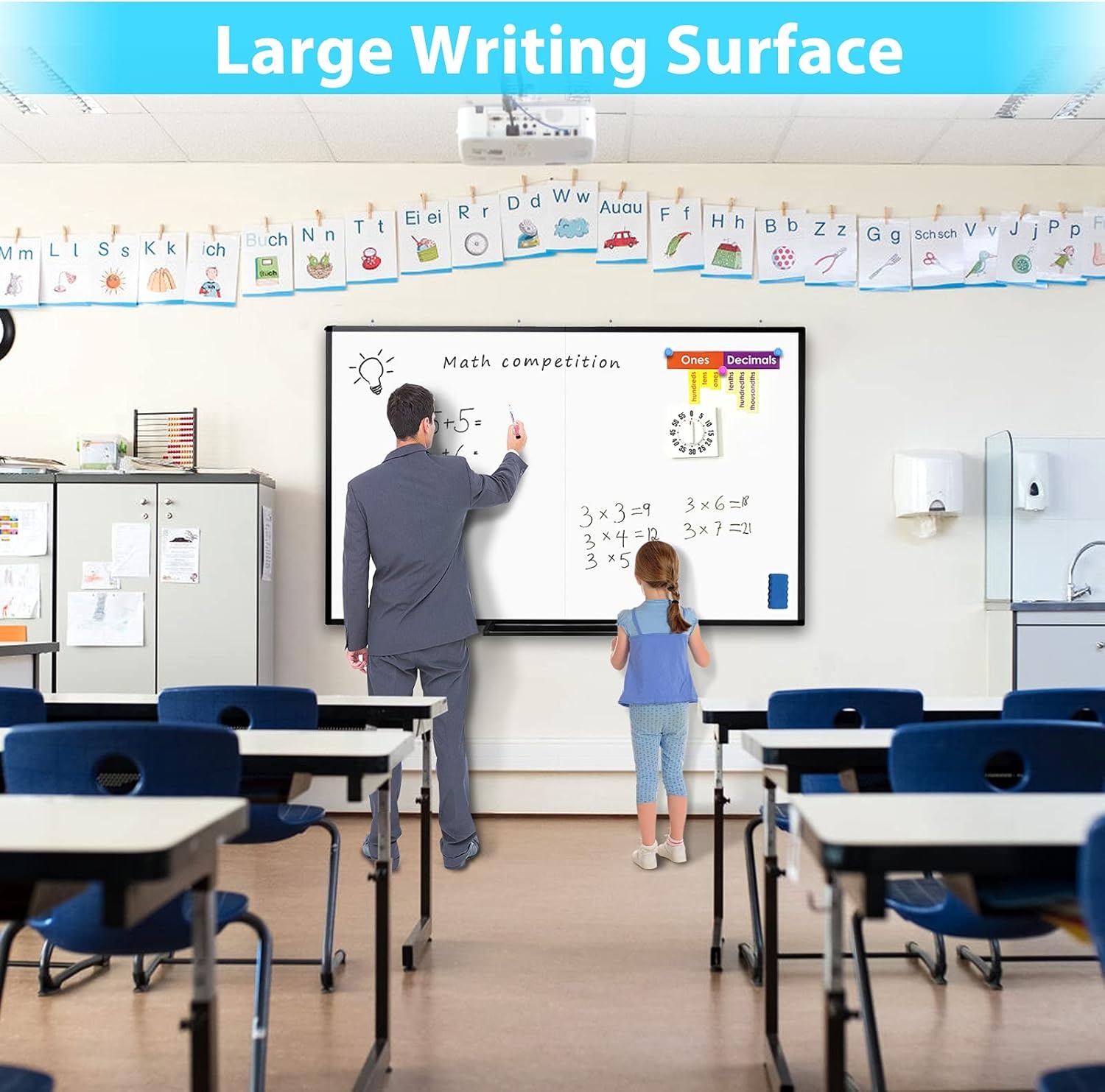 image:imageMagnetic White Board Dry Erase Board for Wall72 x 48 6ft x 4ft WallMounted Aluminum Frame Marker Board Foldable Portable Whiteboard with a Long Pen Tray for School Classroom Office amp Home72W x 40H