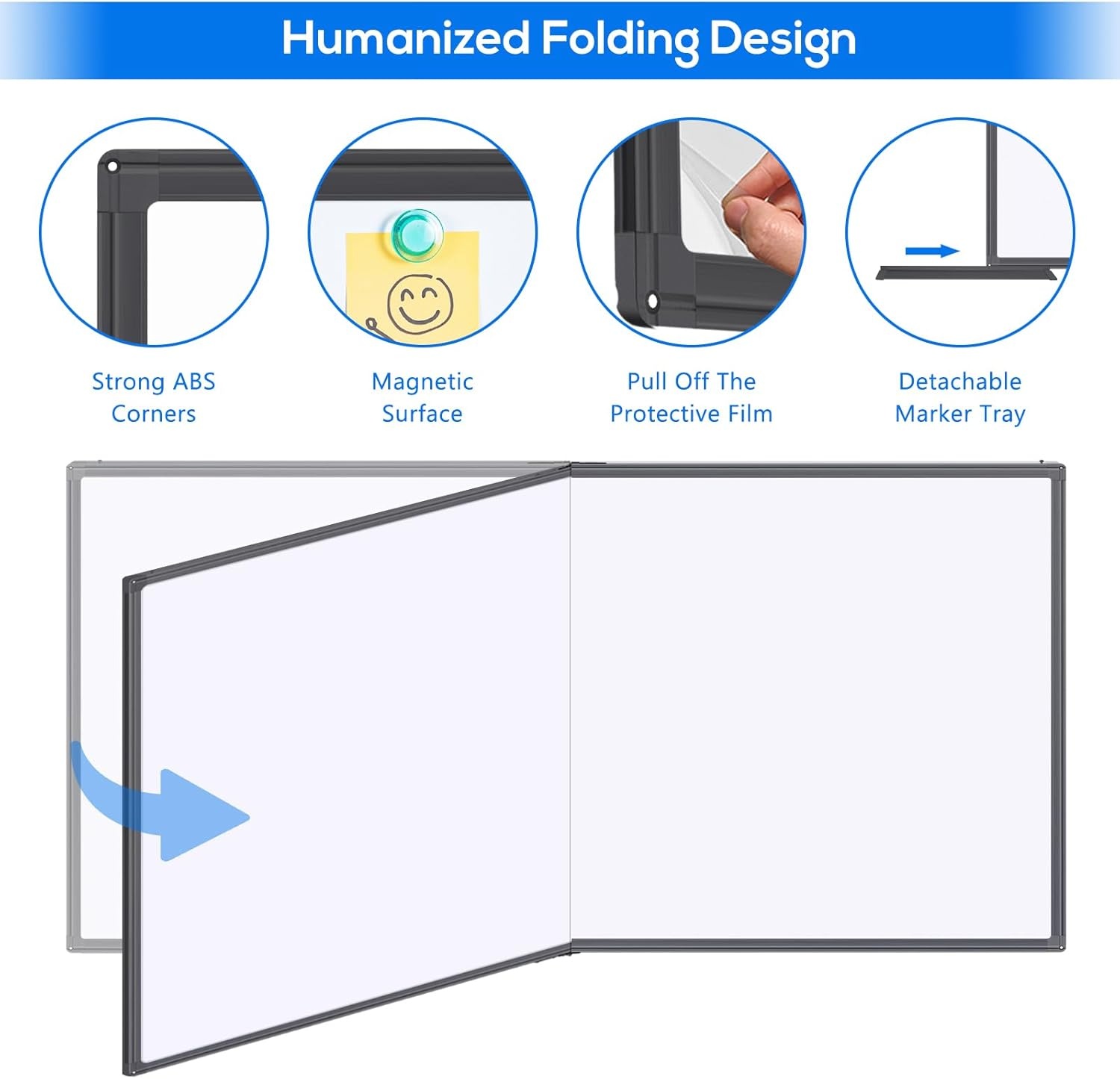 image:imageMagnetic White Board Dry Erase Board for Wall72 x 48 6ft x 4ft WallMounted Aluminum Frame Marker Board Foldable Portable Whiteboard with a Long Pen Tray for School Classroom Office amp Home96W x 48H