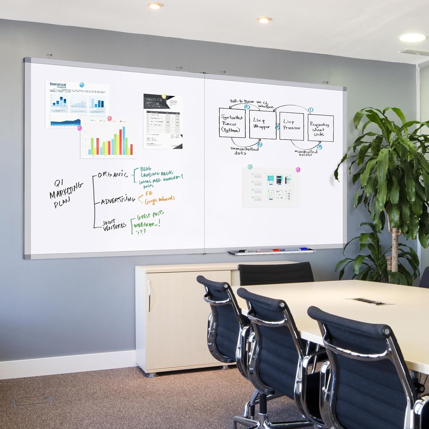 image:imageMagnetic White Board Dry Erase Board for Wall72 x 48 6ft x 4ft WallMounted Aluminum Frame Marker Board Foldable Portable Whiteboard with a Long Pen Tray for School Classroom Office amp Home72W x 40H