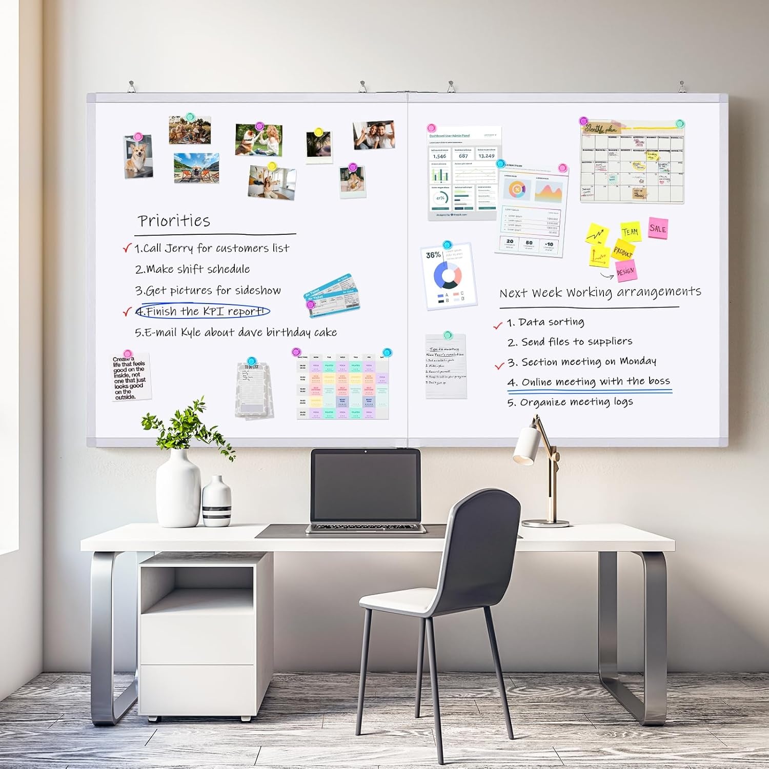 image:imageMagnetic White Board Dry Erase Board for Wall72 x 48 6ft x 4ft WallMounted Aluminum Frame Marker Board Foldable Portable Whiteboard with a Long Pen Tray for School Classroom Office amp Home60W x 48H
