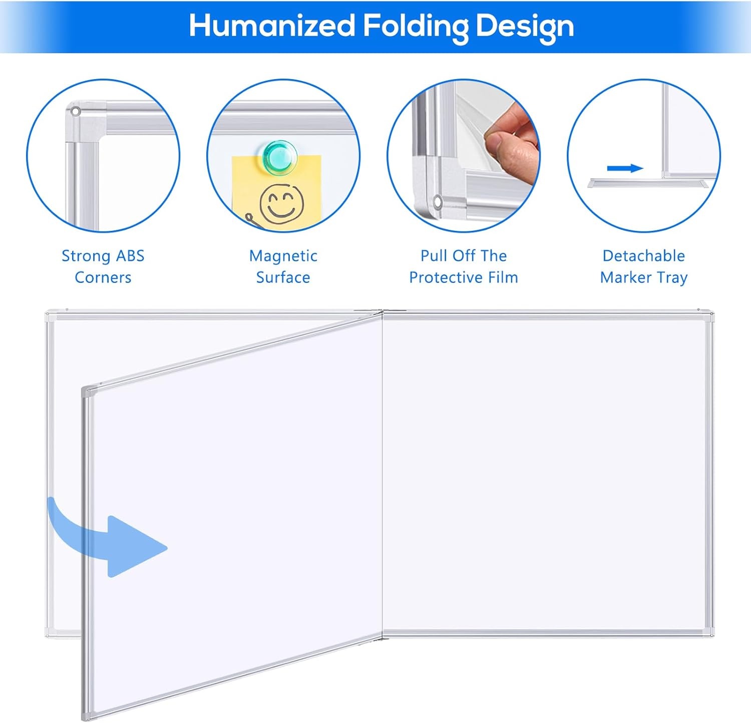 image:imageMagnetic White Board Dry Erase Board for Wall72 x 48 6ft x 4ft WallMounted Aluminum Frame Marker Board Foldable Portable Whiteboard with a Long Pen Tray for School Classroom Office amp Home96W x 48H