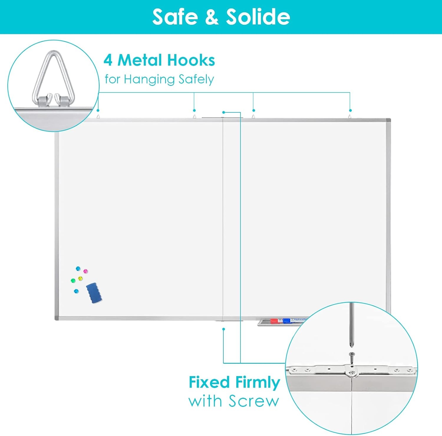 image:imageMagnetic White Board Dry Erase Board for Wall72 x 48 6ft x 4ft WallMounted Aluminum Frame Marker Board Foldable Portable Whiteboard with a Long Pen Tray for School Classroom Office amp Home60W x 40H