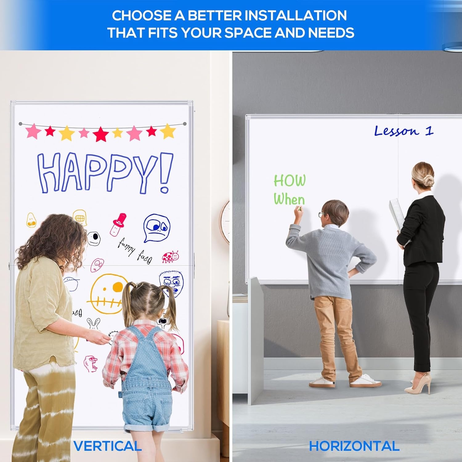 image:imageMagnetic White Board Dry Erase Board for Wall72 x 48 6ft x 4ft WallMounted Aluminum Frame Marker Board Foldable Portable Whiteboard with a Long Pen Tray for School Classroom Office amp Home48W x 72H
