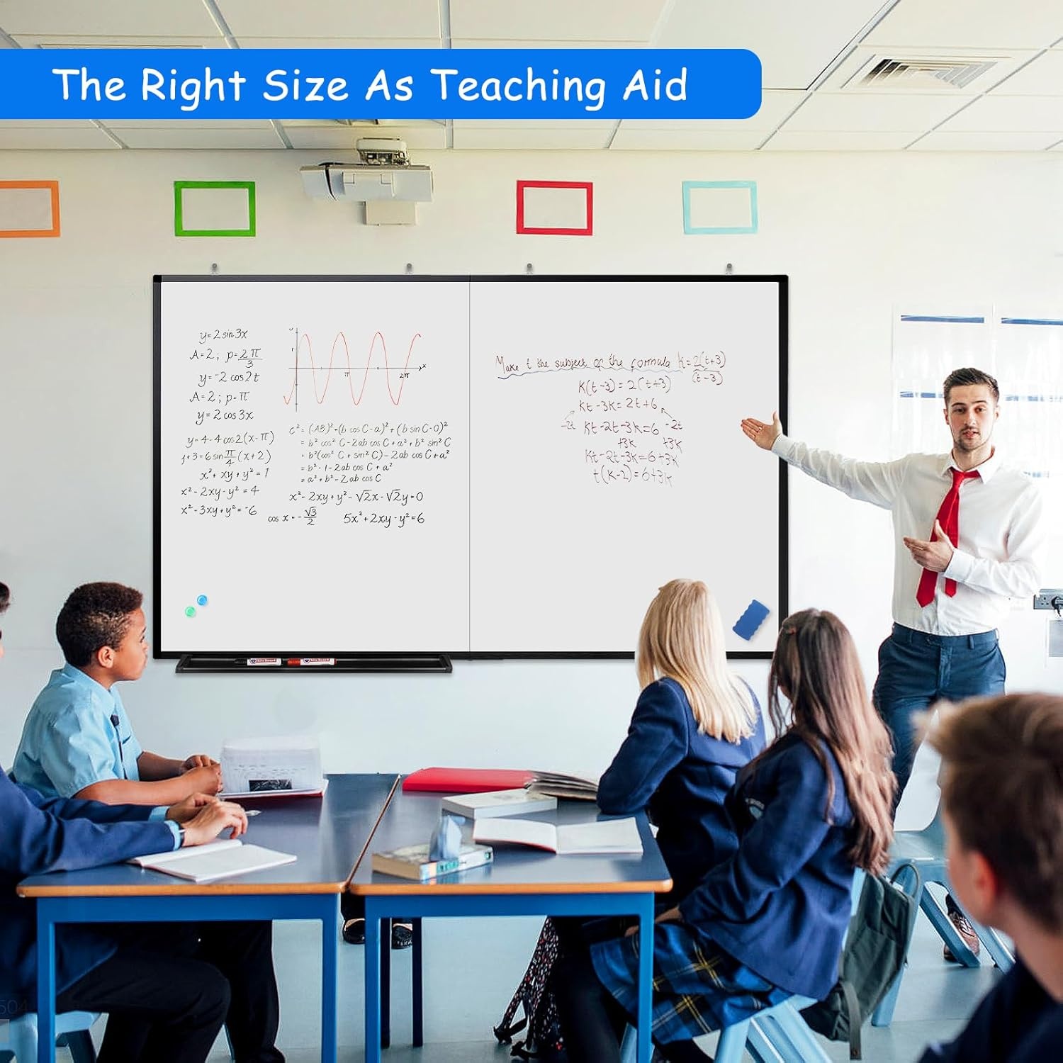 image:imageMagnetic White Board Dry Erase Board for Wall72 x 48 6ft x 4ft WallMounted Aluminum Frame Marker Board Foldable Portable Whiteboard with a Long Pen Tray for School Classroom Office amp Home60W x 40H