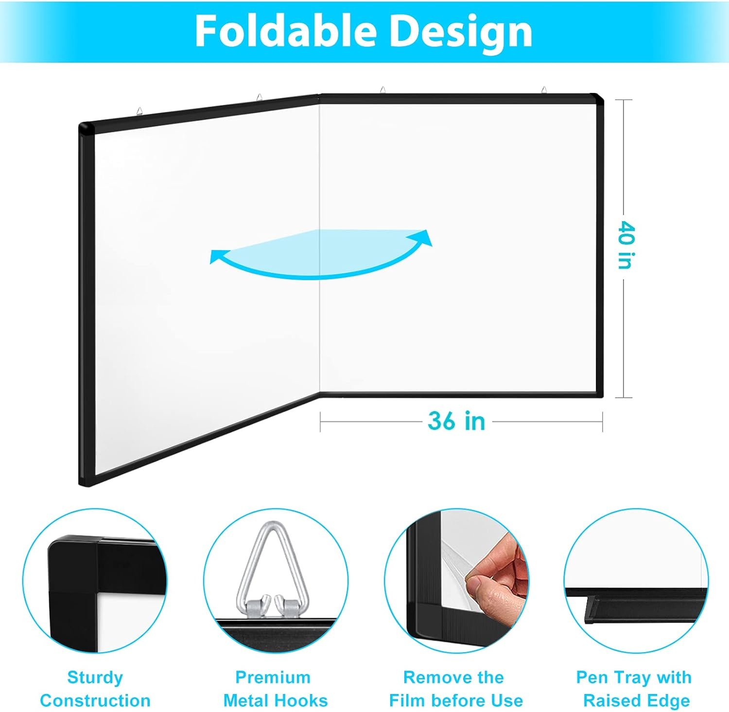 image:imageMagnetic White Board Dry Erase Board for Wall72 x 48 6ft x 4ft WallMounted Aluminum Frame Marker Board Foldable Portable Whiteboard with a Long Pen Tray for School Classroom Office amp Home72W x 40H