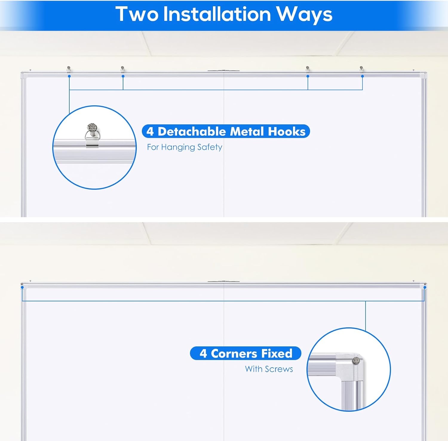 image:imageMagnetic White Board Dry Erase Board for Wall72 x 48 6ft x 4ft WallMounted Aluminum Frame Marker Board Foldable Portable Whiteboard with a Long Pen Tray for School Classroom Office amp Home48W x 72H