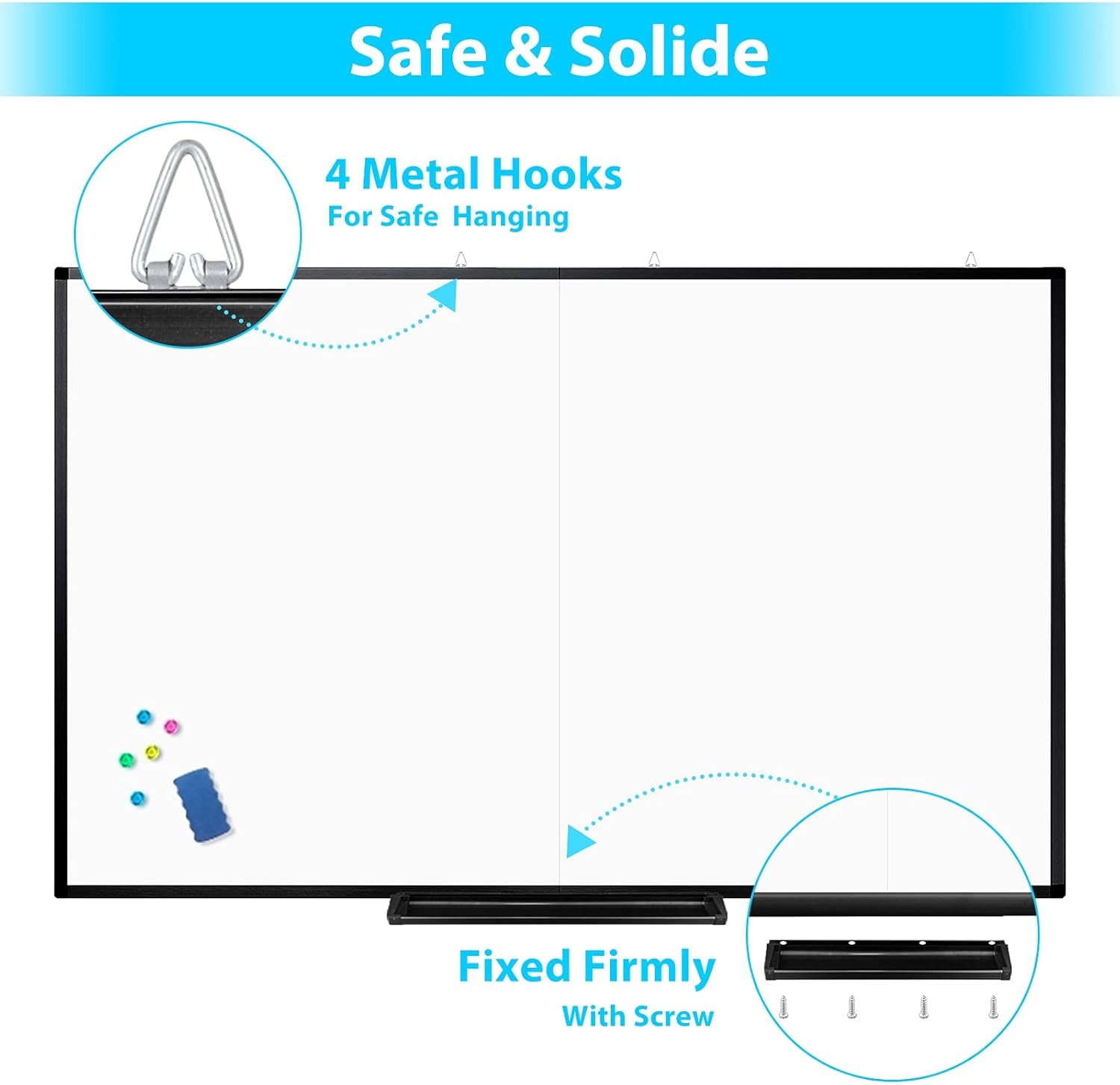 image:imageMagnetic White Board Dry Erase Board for Wall72 x 48 6ft x 4ft WallMounted Aluminum Frame Marker Board Foldable Portable Whiteboard with a Long Pen Tray for School Classroom Office amp Home72W x 40H