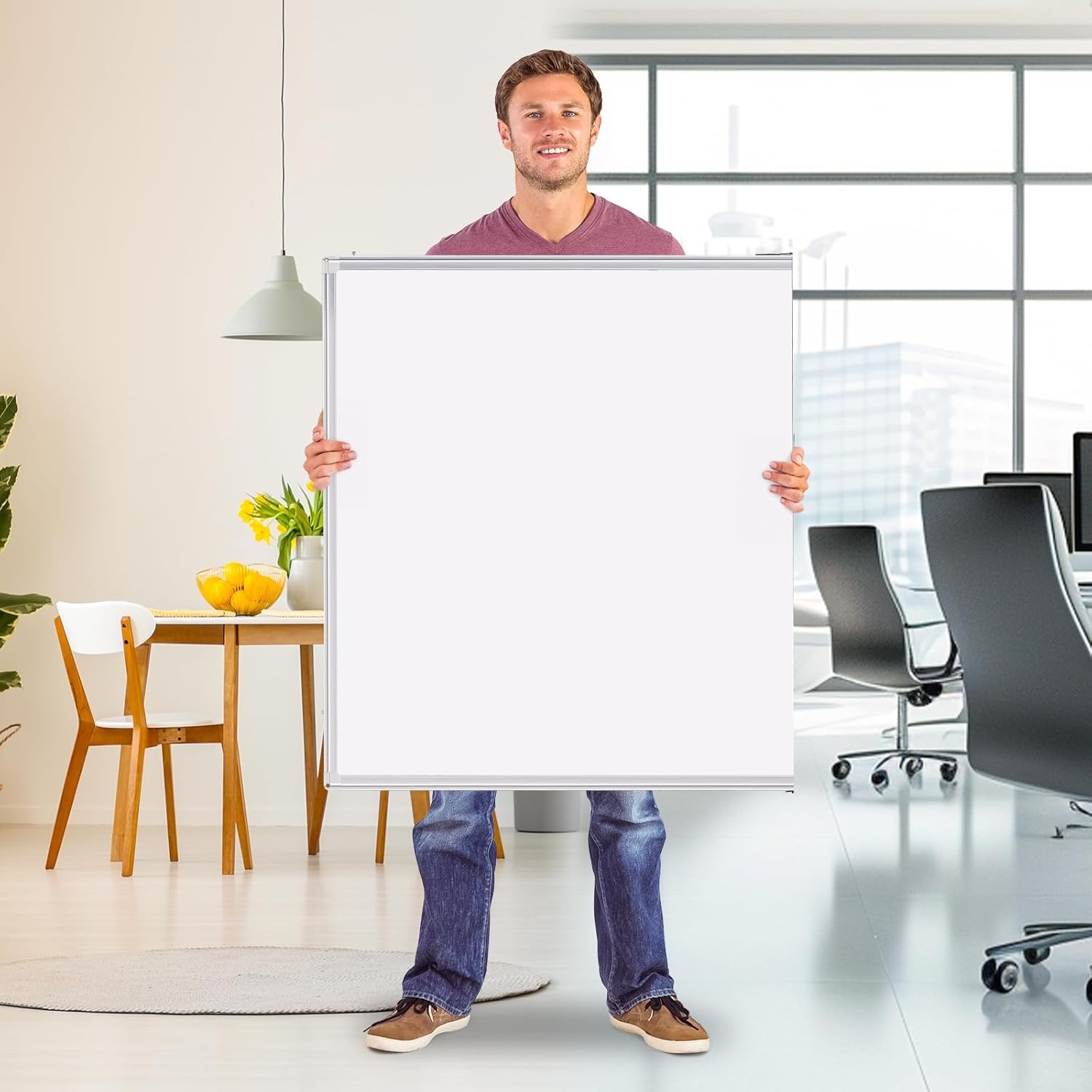 image:imageMagnetic White Board Dry Erase Board for Wall72 x 48 6ft x 4ft WallMounted Aluminum Frame Marker Board Foldable Portable Whiteboard with a Long Pen Tray for School Classroom Office amp Home48W x 72H