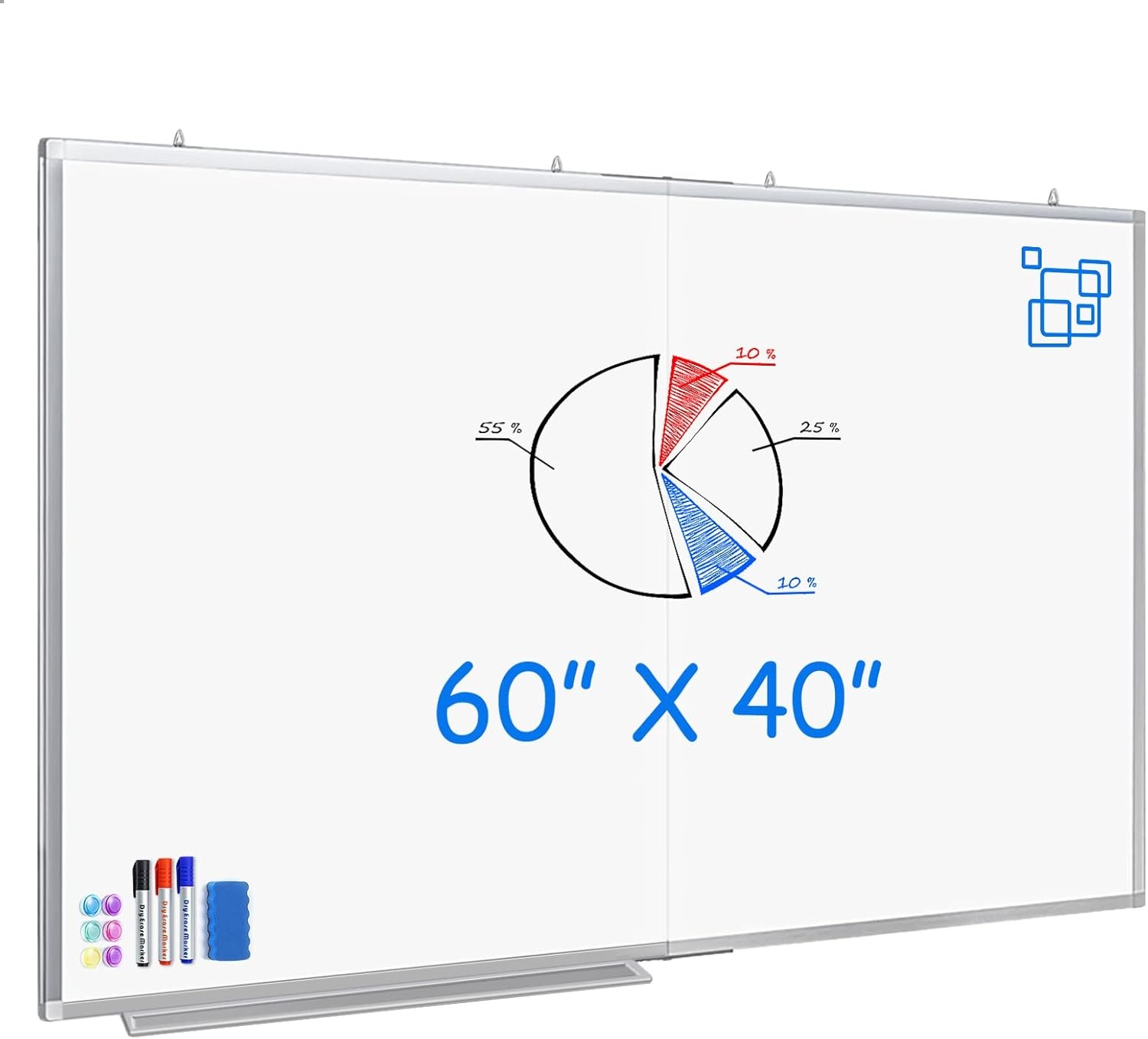 image:imageMagnetic White Board Dry Erase Board for Wall72 x 48 6ft x 4ft WallMounted Aluminum Frame Marker Board Foldable Portable Whiteboard with a Long Pen Tray for School Classroom Office amp Home60W x 40H