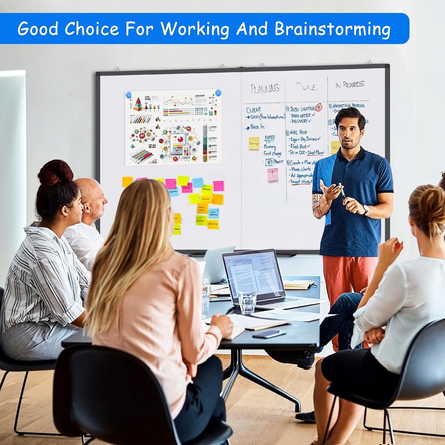 image:imageMagnetic White Board Dry Erase Board for Wall72 x 48 6ft x 4ft WallMounted Aluminum Frame Marker Board Foldable Portable Whiteboard with a Long Pen Tray for School Classroom Office amp Home60W x 40H