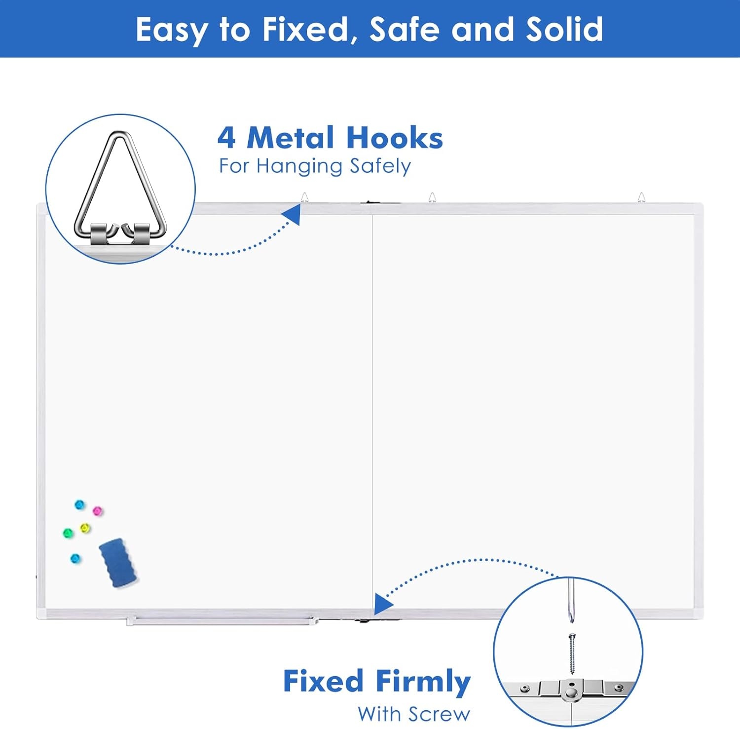 image:imageMagnetic White Board Dry Erase Board for Wall72 x 48 6ft x 4ft WallMounted Aluminum Frame Marker Board Foldable Portable Whiteboard with a Long Pen Tray for School Classroom Office amp Home60W x 48H