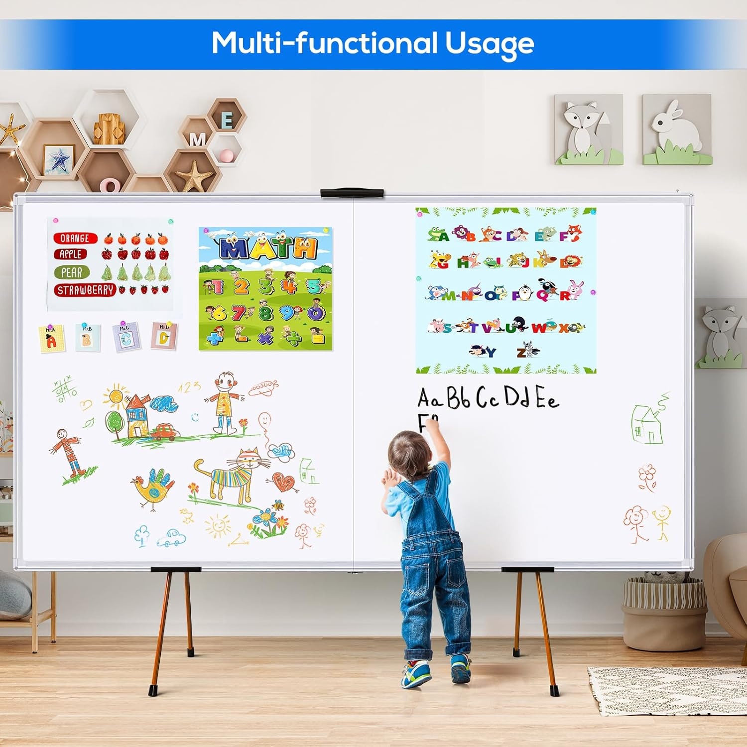 image:imageMagnetic White Board Dry Erase Board for Wall72 x 48 6ft x 4ft WallMounted Aluminum Frame Marker Board Foldable Portable Whiteboard with a Long Pen Tray for School Classroom Office amp Home48W x 72H