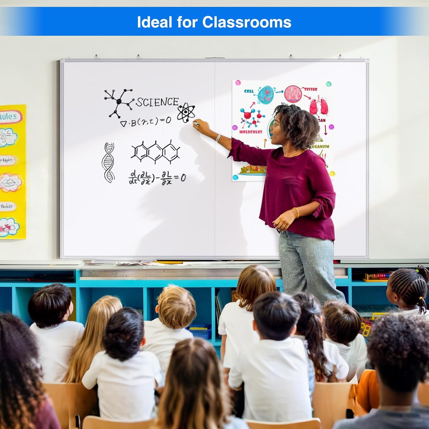image:imageMagnetic White Board Dry Erase Board for Wall72 x 48 6ft x 4ft WallMounted Aluminum Frame Marker Board Foldable Portable Whiteboard with a Long Pen Tray for School Classroom Office amp Home48W x 36H
