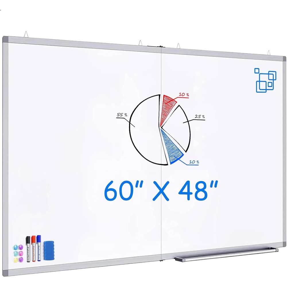 image:imageMagnetic White Board Dry Erase Board for Wall72 x 48 6ft x 4ft WallMounted Aluminum Frame Marker Board Foldable Portable Whiteboard with a Long Pen Tray for School Classroom Office amp Home60W x 48H