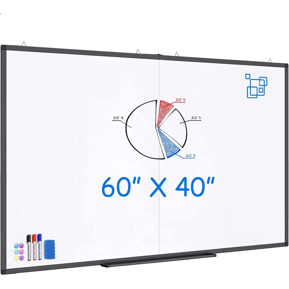 image:imageMagnetic White Board Dry Erase Board for Wall72 x 48 6ft x 4ft WallMounted Aluminum Frame Marker Board Foldable Portable Whiteboard with a Long Pen Tray for School Classroom Office amp Home60W x 40H