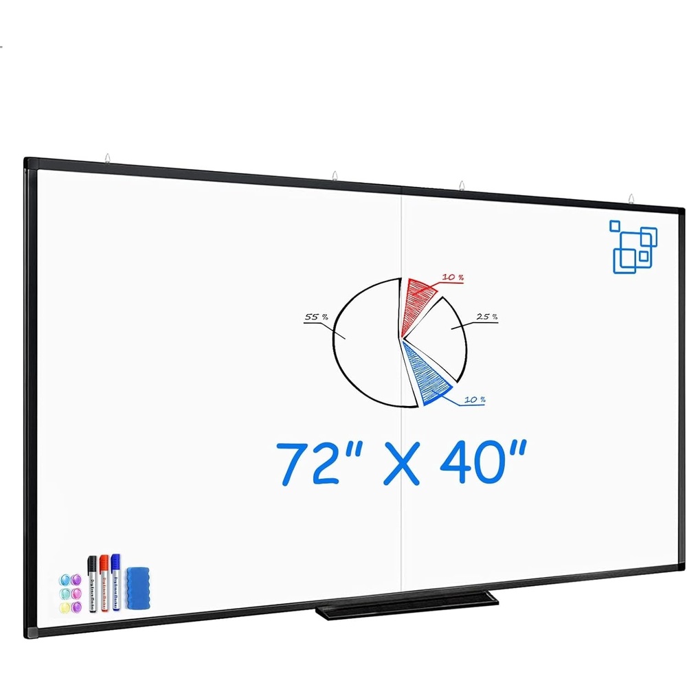 image:imageMagnetic White Board Dry Erase Board for Wall72 x 48 6ft x 4ft WallMounted Aluminum Frame Marker Board Foldable Portable Whiteboard with a Long Pen Tray for School Classroom Office amp Home72W x 40H