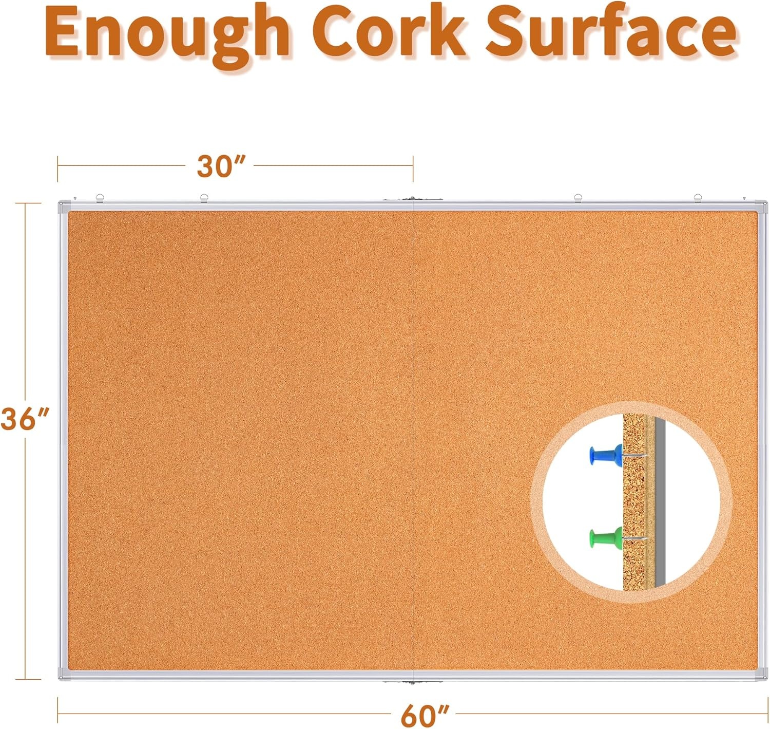 image:imagemaxtek Large Cork Board 48 x 36 in Bulletin Board for Walls 4x 3 Extra Aluminum Framed Corkboard Foldable Wall Mounted Pin Memo Notice Cork Board for Office Home Wall Display60x36 inches Silver
