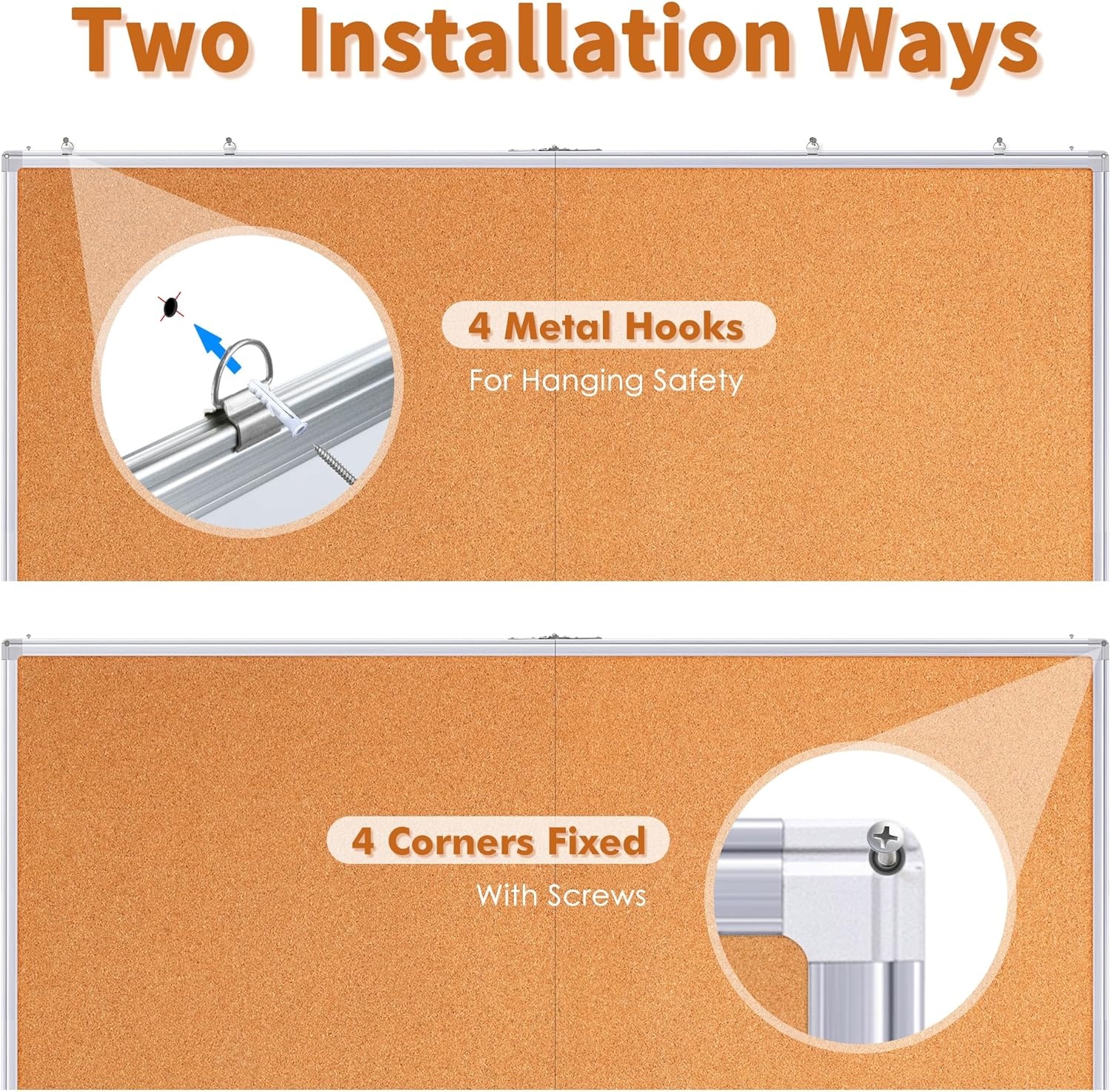 image:imagemaxtek Large Cork Board 48 x 36 in Bulletin Board for Walls 4x 3 Extra Aluminum Framed Corkboard Foldable Wall Mounted Pin Memo Notice Cork Board for Office Home Wall Display60x36 inches Silver
