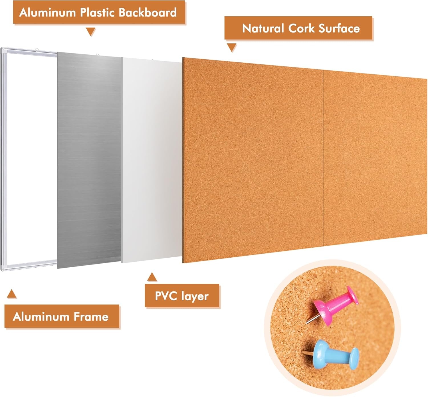 image:imagemaxtek Large Cork Board 48 x 36 in Bulletin Board for Walls 4x 3 Extra Aluminum Framed Corkboard Foldable Wall Mounted Pin Memo Notice Cork Board for Office Home Wall Display72x48 inches Silver