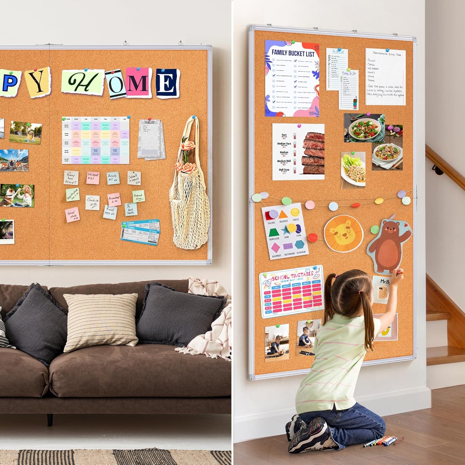 image:imagemaxtek Large Cork Board 48 x 36 in Bulletin Board for Walls 4x 3 Extra Aluminum Framed Corkboard Foldable Wall Mounted Pin Memo Notice Cork Board for Office Home Wall Display60x36 inches Silver