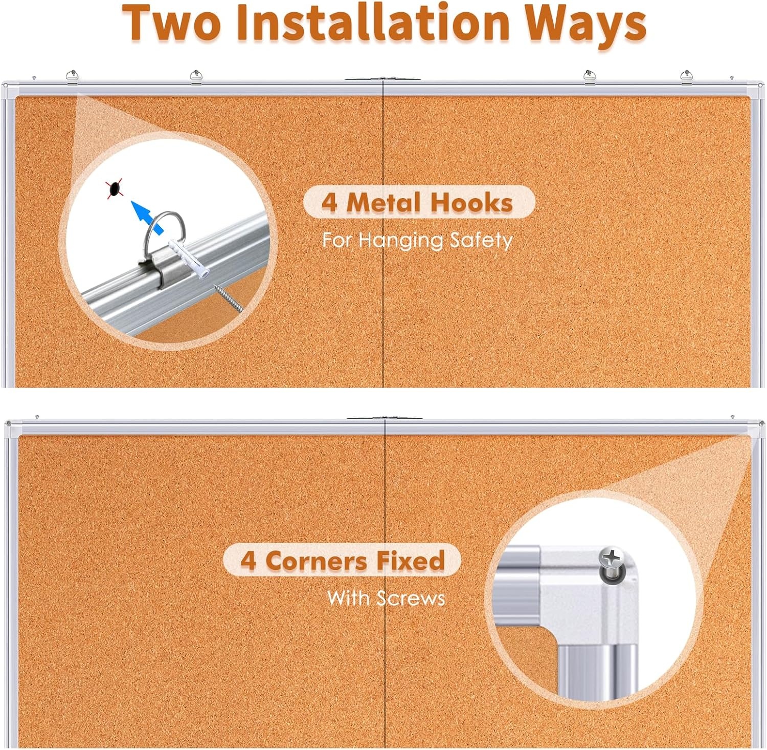 image:imagemaxtek Large Cork Board 48 x 36 in Bulletin Board for Walls 4x 3 Extra Aluminum Framed Corkboard Foldable Wall Mounted Pin Memo Notice Cork Board for Office Home Wall Display96x48 inches Silver