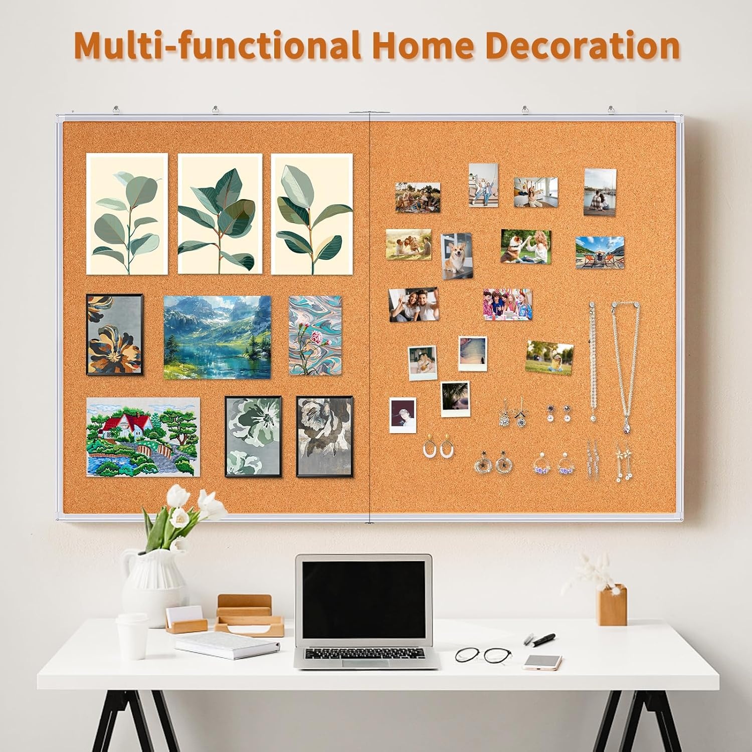 image:imagemaxtek Large Cork Board 96 x 48 in Bulletin Board for Walls 8x 4 Extra Aluminum Framed Corkboard Foldable Wall Mounted Back to School Pin Memo Notice Cork Board for Office Home Wall Display48 x 36