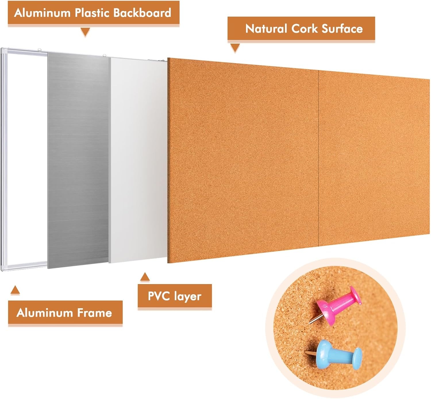 image:imagemaxtek Large Cork Board 96 x 48 in Bulletin Board for Walls 8x 4 Extra Aluminum Framed Corkboard Foldable Wall Mounted Back to School Pin Memo Notice Cork Board for Office Home Wall Display96x48 inches Silver