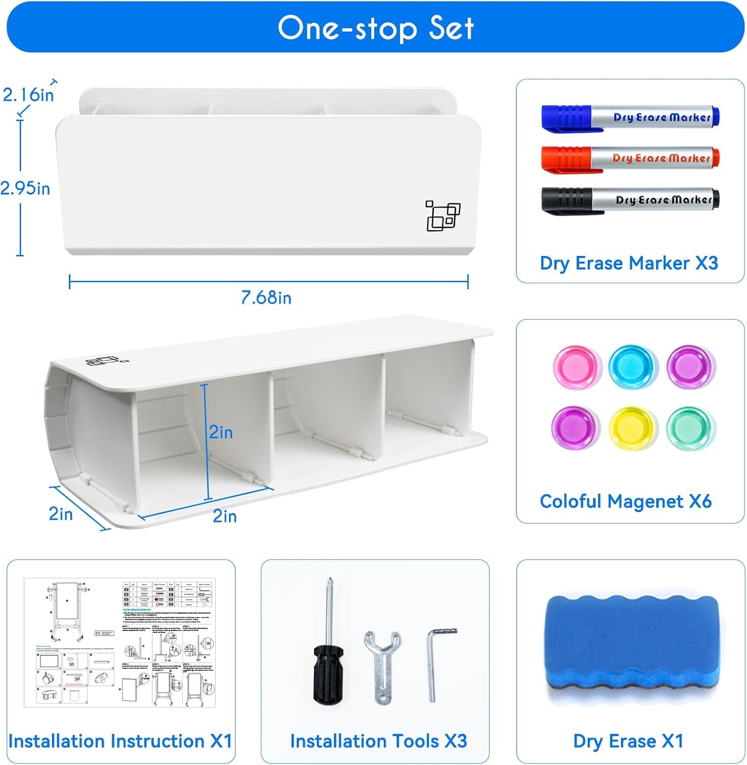 image:imagemaxtek Rolling White Board 44x28 Inches Magnetic Cork Board Combo Portable DoubleSided Dry Erase Board on Wheels Height Adjutable Easel Board for Home School Office48x32 in Silver