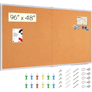 image:imagemaxtek Large Cork Board 48 x 36 in Bulletin Board for Walls 4x 3 Extra Aluminum Framed Corkboard Foldable Wall Mounted Pin Memo Notice Cork Board for Office Home Wall Display96x48 inches Silver