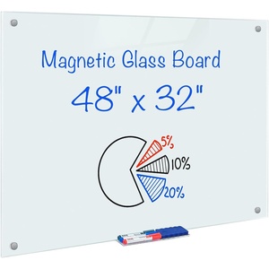 image:imagemaxtek Magnetic Glass Dry Erase White Board 48 x 36 Frameless Glass Board for Wall Mounted Includes 5 Magnets 3 Markers and 1 Eraser for Classroom Home Office Supplies White48 x 32