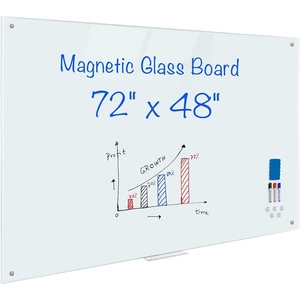 image:imagemaxtek Magnetic Glass Dry Erase White Board 48 x 36 Frameless Glass Board for Wall Mounted Includes 5 Magnets 3 Markers and 1 Eraser for Classroom Home Office Supplies White72 x 48