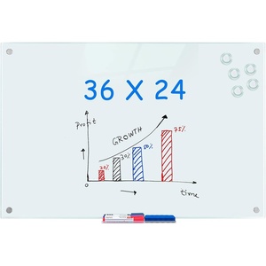 image:imagemaxtek Magnetic Glass Dry Erase White Board 48 x 36 Frameless Glass Board for Wall Mounted Includes 5 Magnets 3 Markers and 1 Eraser for Classroom Home Office Supplies White36 x 24