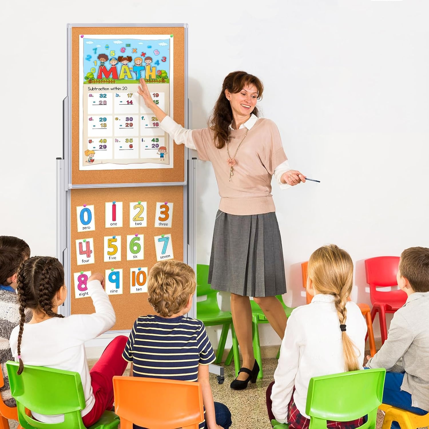 image:imageDoubleSided White Board on Wheels 48x60 Inch 4x5 Large Magnetic Mobile Dry Erase Board Height Adjustable Stand Rolling Whiteboard for Office Classroom Home School Use Black24x63 inch Silver