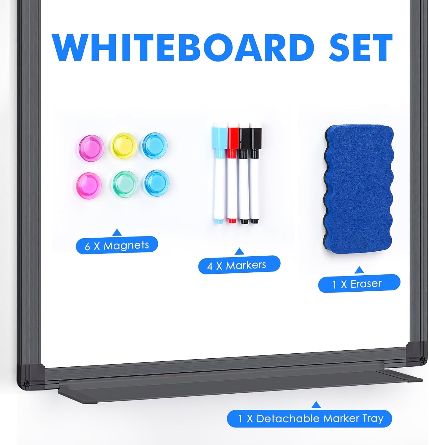 image:imageMagnetic Dry Erase Board for Doors 30x20 Inch Whiteboard with Adjustable Long Arm Hook Mount Easy to Install Portable Hanging White Board for Home Dorm Room Office Cubicle amp Small SpacesBlackBlack