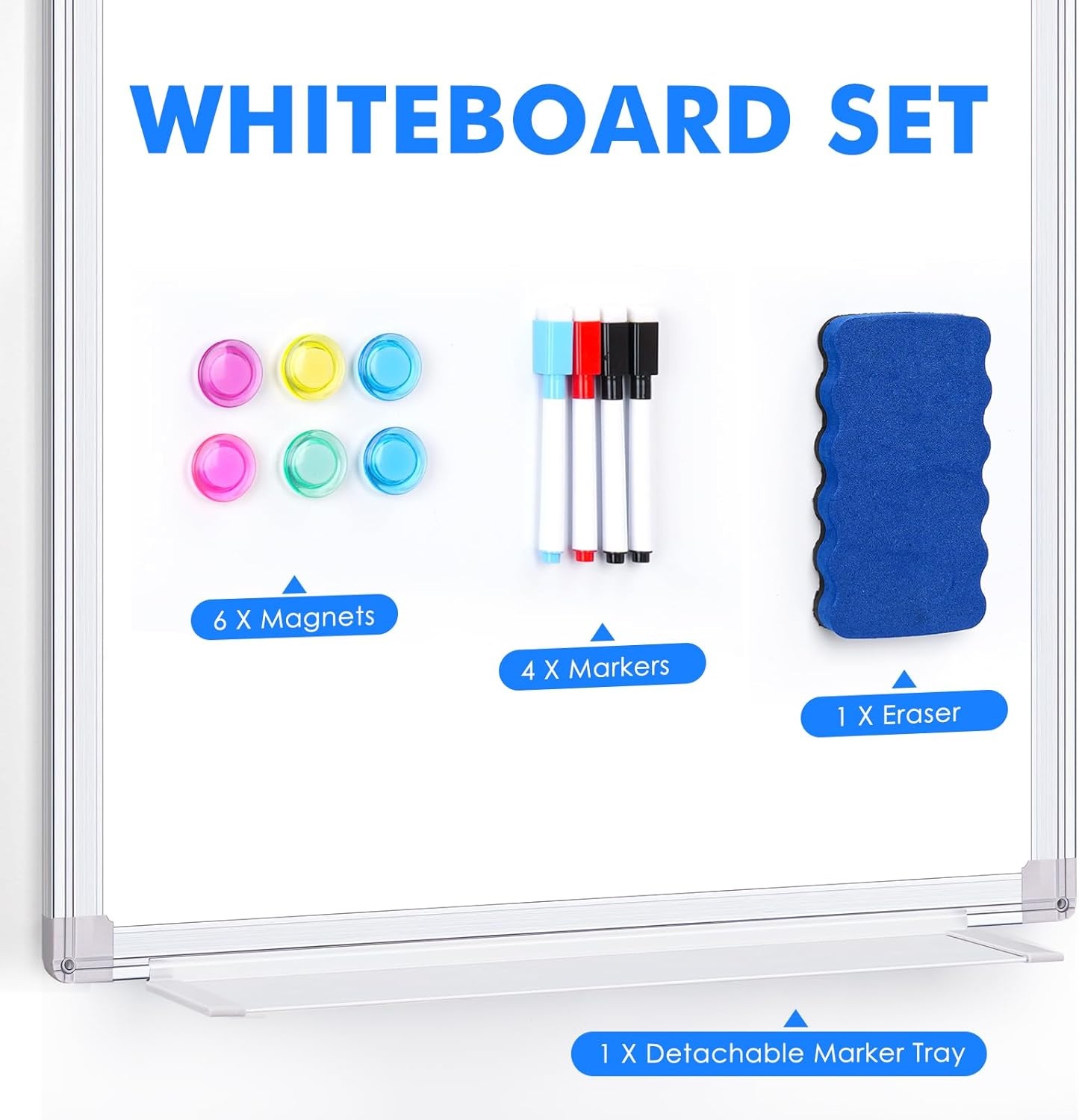 image:imageMagnetic Dry Erase Board for Doors 30x20 Inch Whiteboard with Adjustable Long Arm Hook Mount Easy to Install Portable Hanging White Board for Home Dorm Room Office Cubicle amp Small SpacesBlackSilver