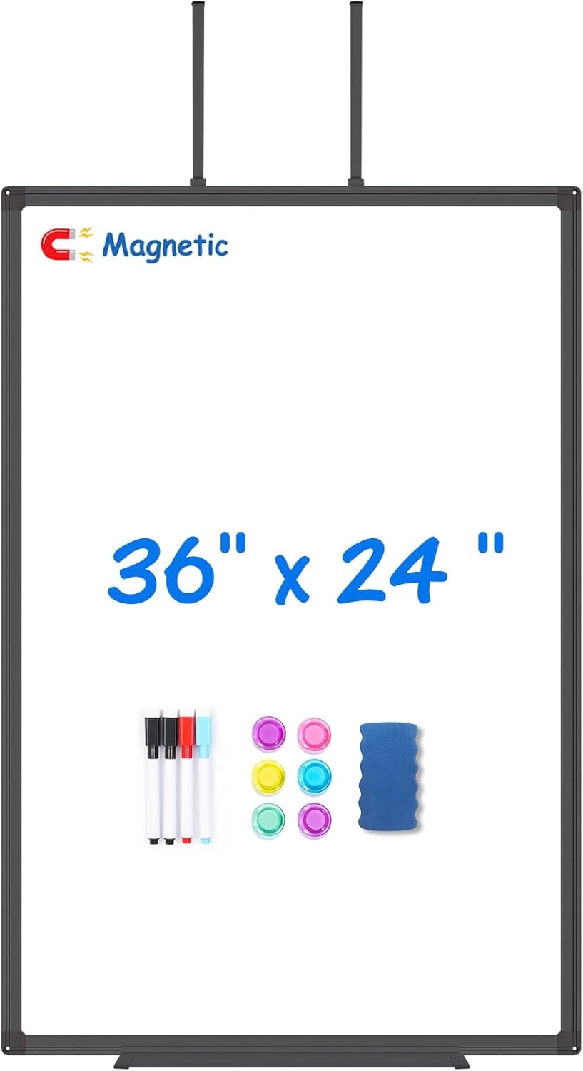 image:imageMagnetic Dry Erase Board for Doors 30x20 Inch Whiteboard with Adjustable Long Arm Hook Mount Easy to Install Portable Hanging White Board for Home Dorm Room Office Cubicle amp Small SpacesBlackBlack
